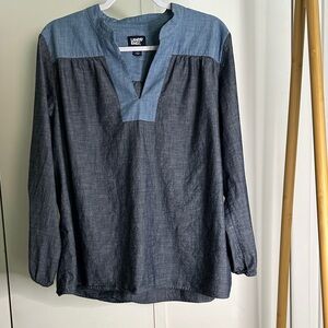 Lands' End‎ Two-Tone Blue Tunic Blouse size xl